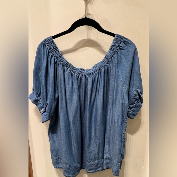 Kate Spade Broome tree chambray off the shoulder top - Picture 5 of 9